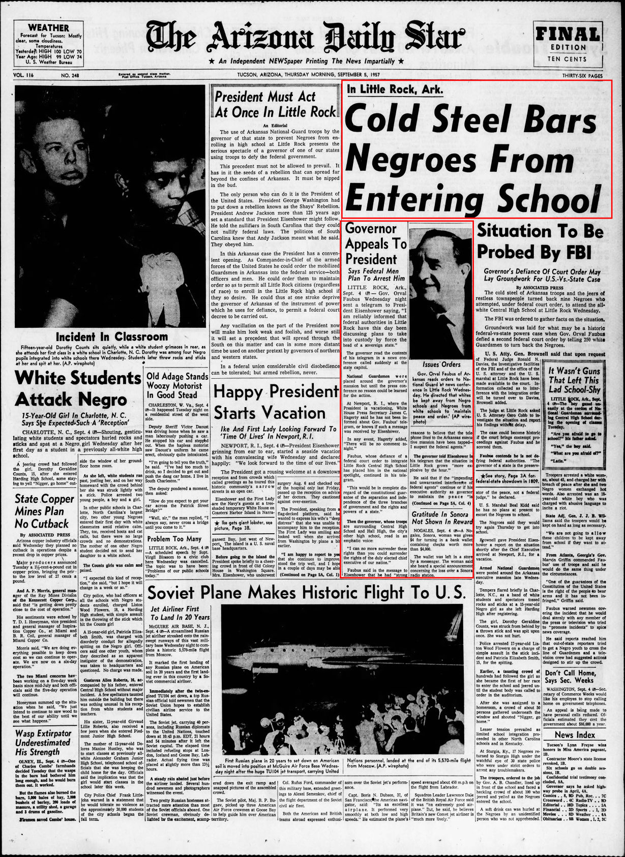 Sept. 5, 1957: Arkansas school desegregation